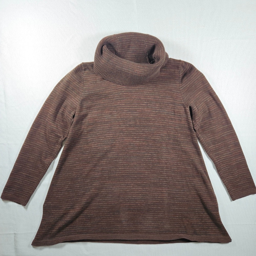 eight eight eight Women's Brown Marled Cowl Neck Long Sleeve Sweater Top Size L